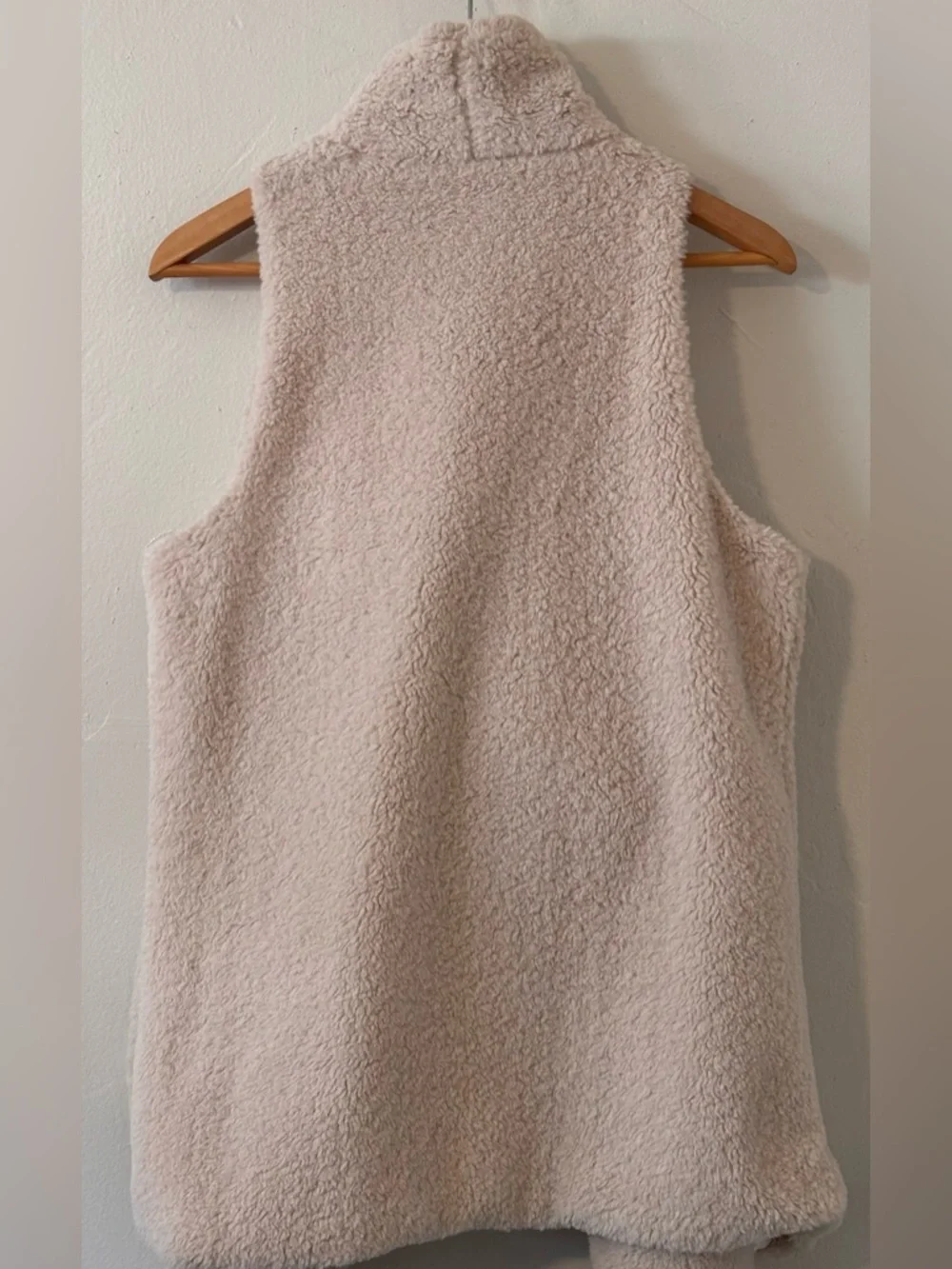 🌸 TCEC Cream Faux Shearling Open-Front Vest Women’s Size Large